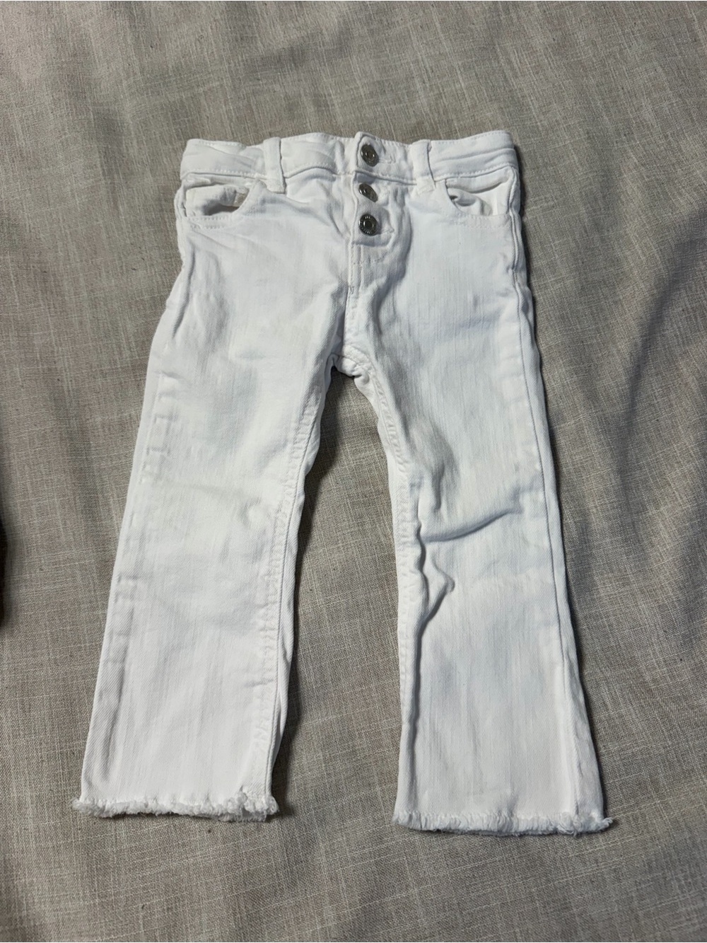 Zara Kids White Frayed-Hem Jeans
